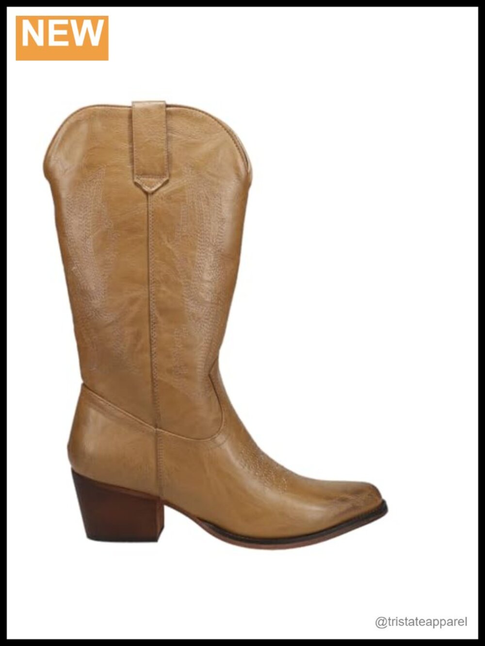 Women's Mid-Calf Western Bootie Faux Leather Pull-On Block Heel Round Toe